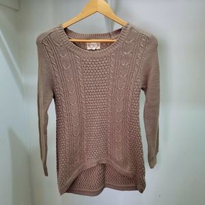 Women's Ambiance Cable-Knit Tan High-Low Sweater - Size Small